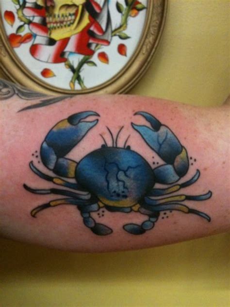 Blue crab arm tattoo