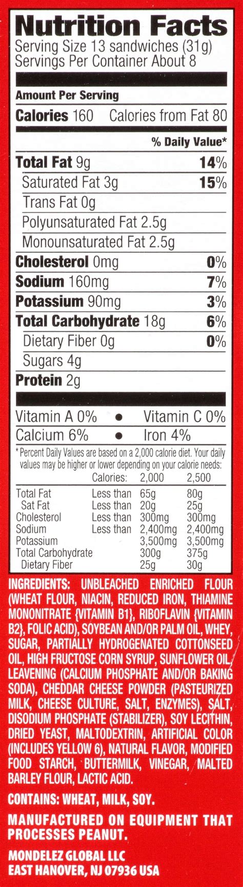 Ritz Crackers Nutrition Facts Label - counterlasopa