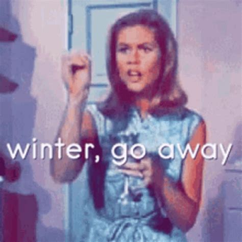 a woman holding a wine glass in her right hand with the words winter, go away