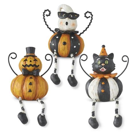 Halloween Shelf Sitters With Wire Arms, Set Of 3 | The Gilded Thistle