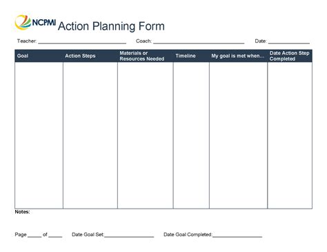 Action Plan Template A (Editable) - National Center for Pyramid Model Innovations