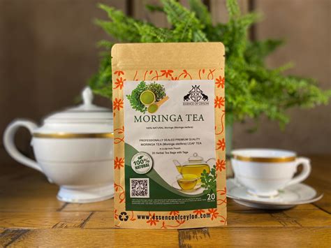 Moringa Tea (Moringa oleifera) - 20 Tea Bags - Lower Cholesterol /Blood Sugar - Essence of Ceylon