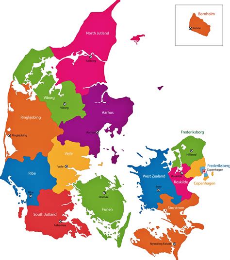 Denmark Map of Regions and Provinces - OrangeSmile.com