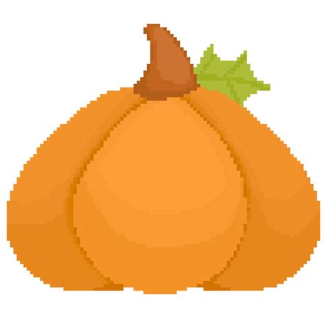 Isolated cute pumpkin with leaf in pixel art 29110547 PNG