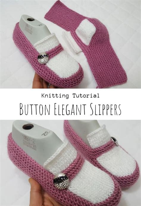 Knit Button Elegant Slippers