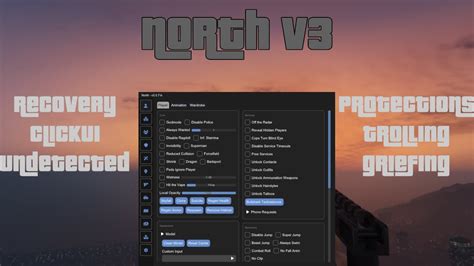 North | GTA V Mod Menu Showcase! | Click UI, Recovery options, Great protections, affordable ...