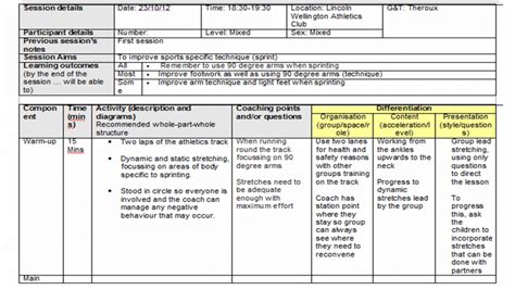 Example Session Plan | Erin Brothwell Example Session Plan | Athletcis 100m Sprint