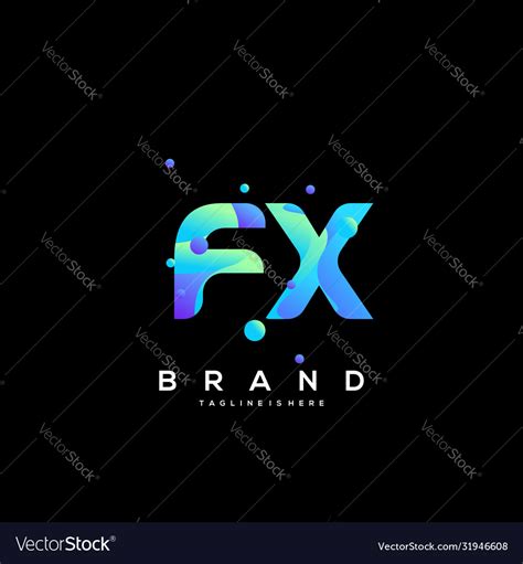 Fx initial logo with colorful template Royalty Free Vector