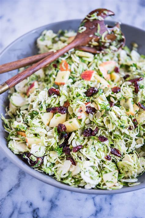 Shaved Brussels Sprouts Salad with Cranberries and Apples - Fed & Fit