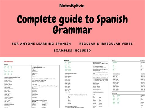 The Complete Guide to Spanish Grammar Intermediate Advanced Learners / A Level Students Regulars ...