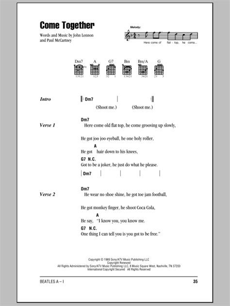 Come Together by The Beatles - Guitar Chords/Lyrics - Guitar Instructor