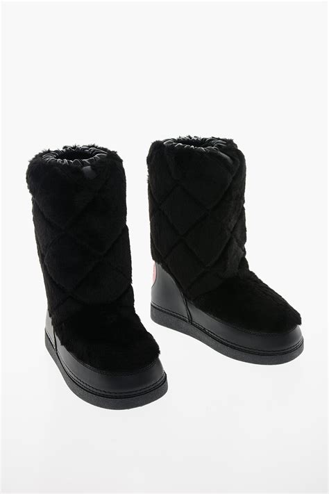 Moschino LOVE Quilted Faux Fur Snow Boots with Maxi Shiny Heart women - Glamood Outlet