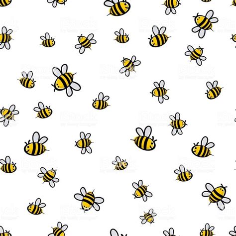 Cute seamless bee pattern vector illustration