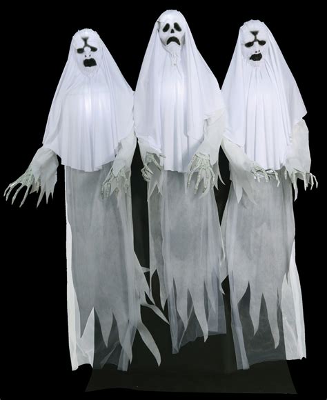 Life Size Animated Spirit Entity Ghost Trio 3 Ghosts Halloween Prop Decor