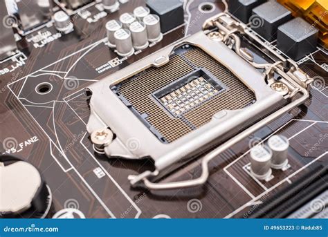 Motherboard CPU Socket stock image. Image of parts, close - 49653223