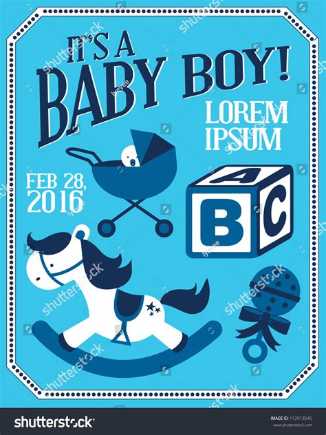 Vintage Baby Boy Poster Template Vector/Illustration - 112913545 ...