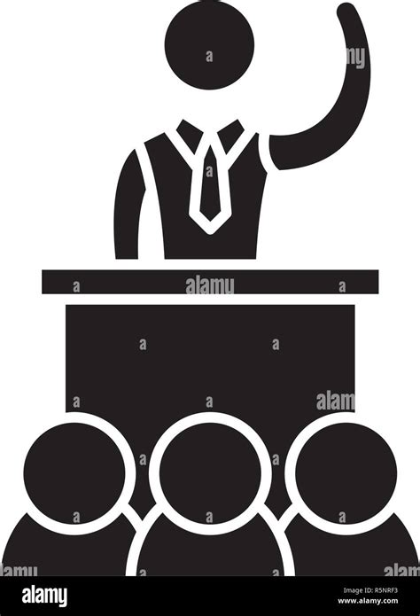 Political performance black icon, vector sign on isolated background. Political performance ...