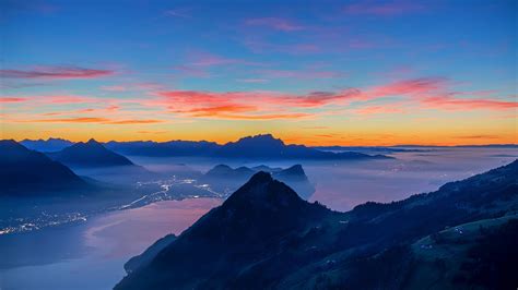 Download wallpaper 2560x1440 mountains, peaks, sunset, distance ...