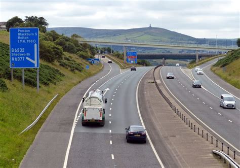 Junction 5 along the M65 motorway © Mat Fascione :: Geograph Britain and Ireland