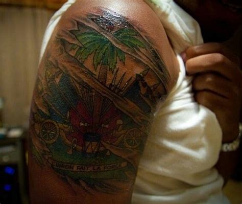 Sick Haitian Flag Tattoo Torn Thru Skin ★★ | Haiti tattoo, Haitian tattoo, Name tattoos on arm