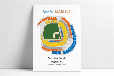 Miami Marlins Baseball Map, MLB Stadium Map, Ballpark Map, Baseball Stadium Map, Gift for Him ...