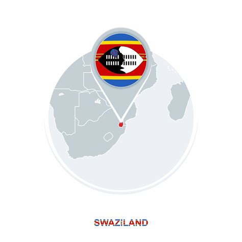 Swaziland map and flag, vector map icon with highlighted Swaziland ...