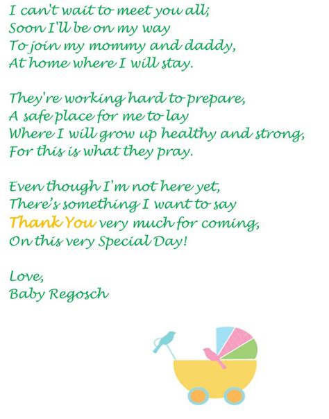 Thank you note from baby | Baby shower poems, Baby shower gifts, Baby shower thank you cards