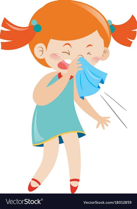 Girl in blue dress sneezing Royalty Free Vector Image | Farm theme preschool, Kids graphic ...