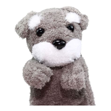 Dog Pencil Case Pouch Stuffed Animal Back To School Collection Fluffy Grey Schnauzer Plush 10 Inches