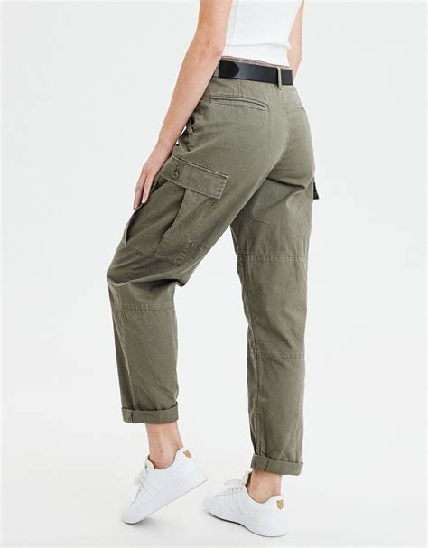 AE High-Waisted Military Cargo Pant, Olive | American Eagle Outfitters Green Cargo Pants Outfit ...