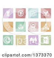 White Christian Icons on Square Colorful Pastel Tiles Posters, Art Prints by - Interior Wall ...