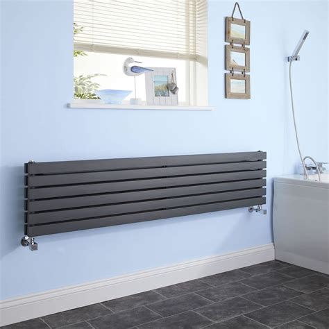 Sloane - Anthracite Horizontal Double Flat-Panel Designer Radiator - 14" x 70"