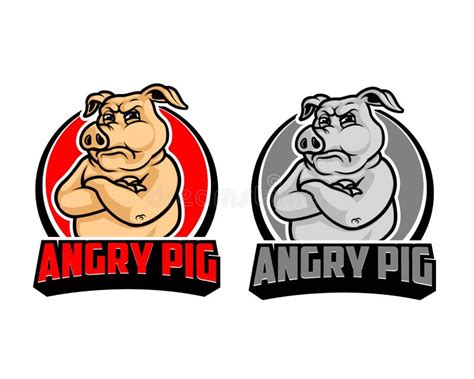 Angry Pig Cartoon Logo stock vector. Illustration of character - 90329502