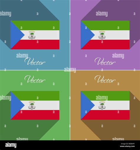 Flags of Equatorial Guinea. Set of colors flat design and long shadows ...