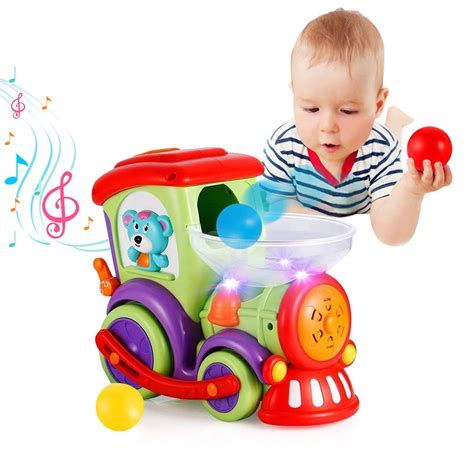 Buy VATOS Toddler Train Toys Age 1-2 - Baby Car Toys 18 Months+ with Drop Balls, Musical Sensory ...