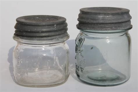 antique glass jelly jars, early 1900s vintage Ball Mason jam jars w ...