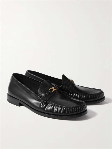 CELINE Triomphe Logo-Embellished Polished-Leather Loafers | MR PORTER