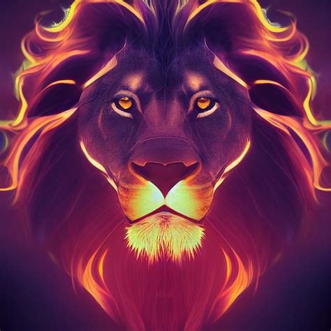 Premium Photo | Lion with mane made of fire creative illustration