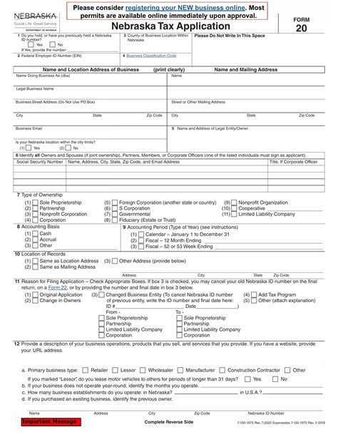 Nebraska Form 20 ≡ Fill Out Printable PDF Forms Online