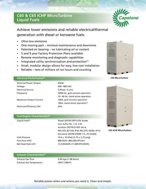 C65 & C65 ICHP MicroTurbine Liquid Fuels - Capstone Turbine