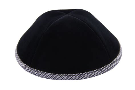 Coolkippahs Velvet Black- Black/White Trim - CoolKippahs