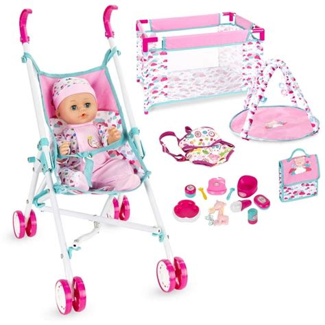 Best Choice Products Kids 15-Piece 13.5in Newborn Baby Doll Nursery Role Play Playset w ...