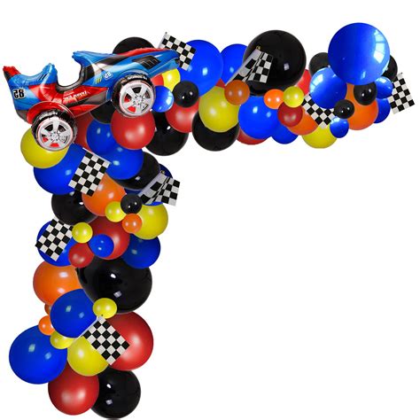 Buy YNOU 121 Pcs Racing Car Balloons Arch Garland Kit Decorations, Race Car Foil Balloons ...