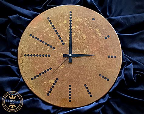 20 Rusted Large Copper Wall Clock With Numbers/Dots, Old Patina Oversized Wall Clock Modern ...