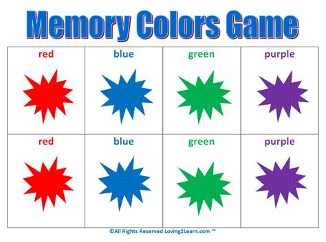 Kids Matching Games: Colors Memory Game | Color games, Memory games ...