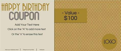 Free Custom Birthday Coupons - Customize Online & Print at Home