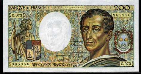 Currency of France 200 French Francs banknote of 1989 Montesquieu|World ...