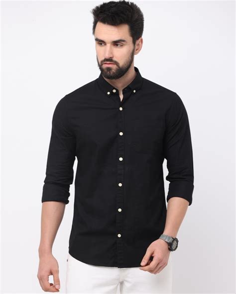 Buy Men's Black Slim Fit Shirt Online at Bewakoof