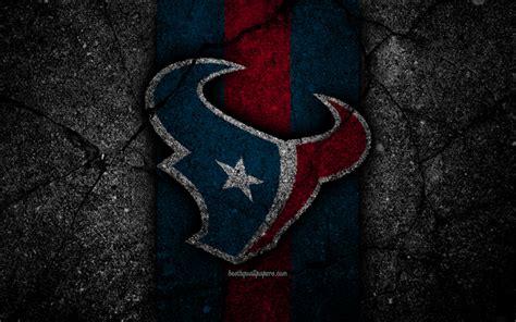 Download wallpapers 4k, Houston Texans, logo, black stone, NFL ...