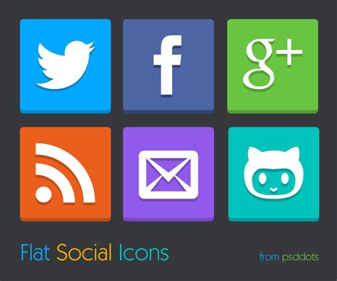 Flat Social Media Icons Set – psddots